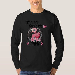 Camiseta Mulheres Meu Relógio Me Chame De Mãe Flamingo Love