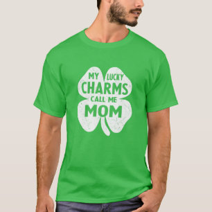 Camiseta Mulheres Meus Charmes Sortudos Me Chamam De Mãe D