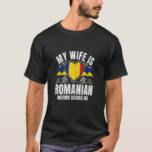 Camiseta Mulheres Minha Esposa É A Bandeira Romena Patrimôn