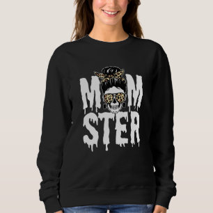 Camiseta Mulheres Momster Halloween Mãe Monster Skull Lepar