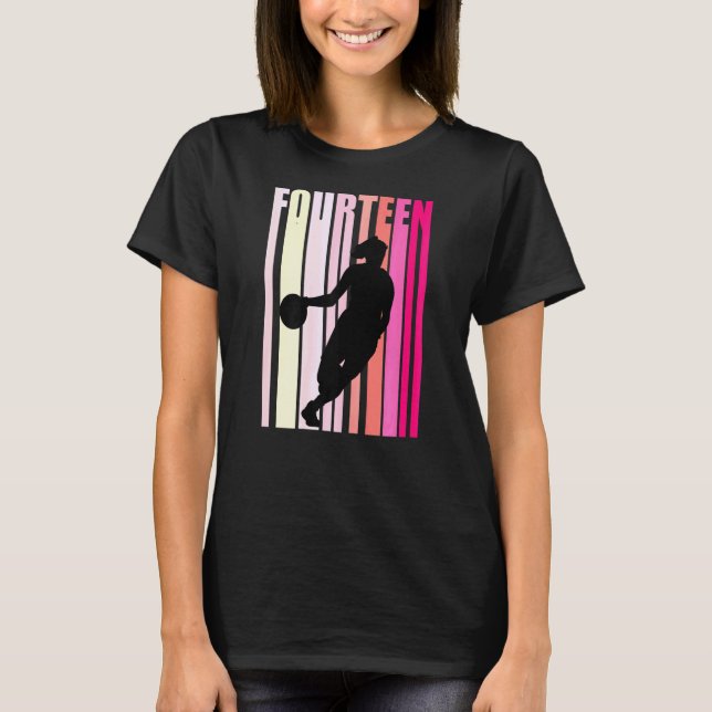 Camiseta Mulheres Mulheres 14 de Basquete Retrô Rosa de Ani (Frente)