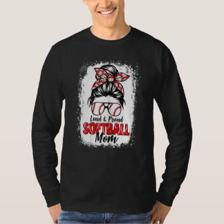 Camiseta Mulheres Mulheres Softball Mãe Mensagem Bun Loud E