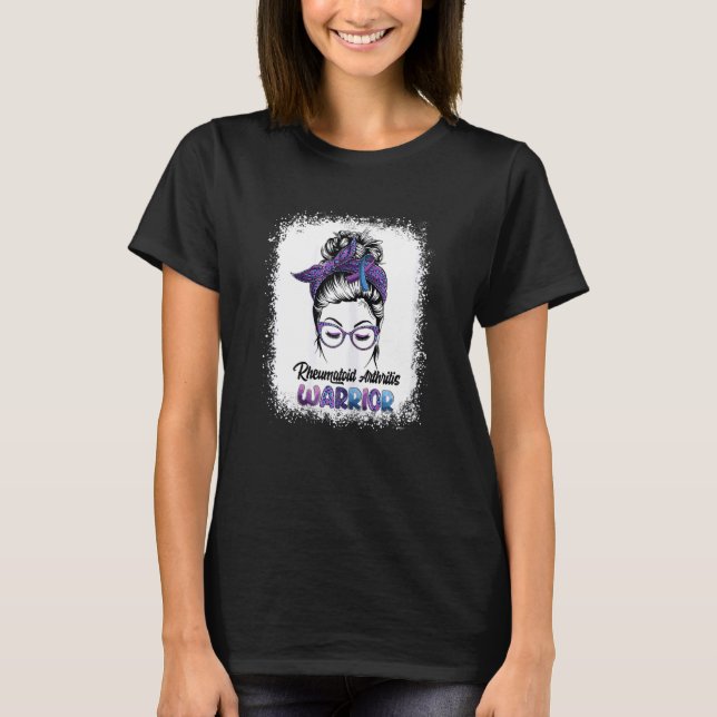 Camiseta Mulheres na Artrite Reumatoide Guerreiro Messy Bun (Frente)