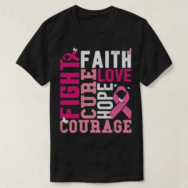 Camiseta Mulheres na BC lutam com a consciência do Cancer d (Frente do Design)