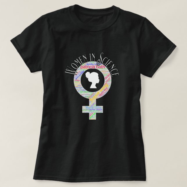 Camiseta Mulheres Na Ciência Sexo Feminino Design (Frente do Design)
