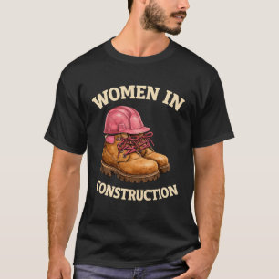 Camiseta Mulheres na Construção com Botas de Trabalho e Cap