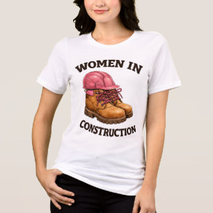 Camiseta Mulheres na Construção com Botas de Trabalho e Cap