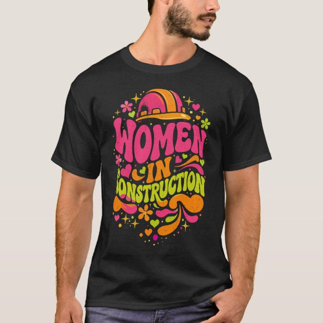 Camiseta Mulheres na Construção Empoderamento Retrô (Frente)