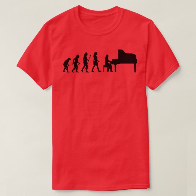 Camiseta Mulheres Na Evolução Do Piano Do Pianista (Frente do Design)