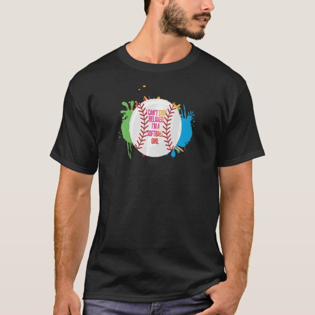 Camiseta Mulheres, não posso ficar jogando softball grl sof (Frente)