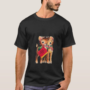 Camiseta Mulheres Natais vintages Reindeer Sugestões Velhas