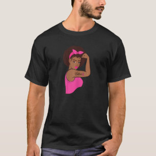 Camiseta Mulheres Negra Rosie Riveter Depois do Cancer da M