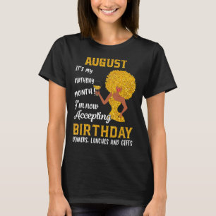 Camiseta Mulheres Negras Agosto Aniversário Leo Queens Virg