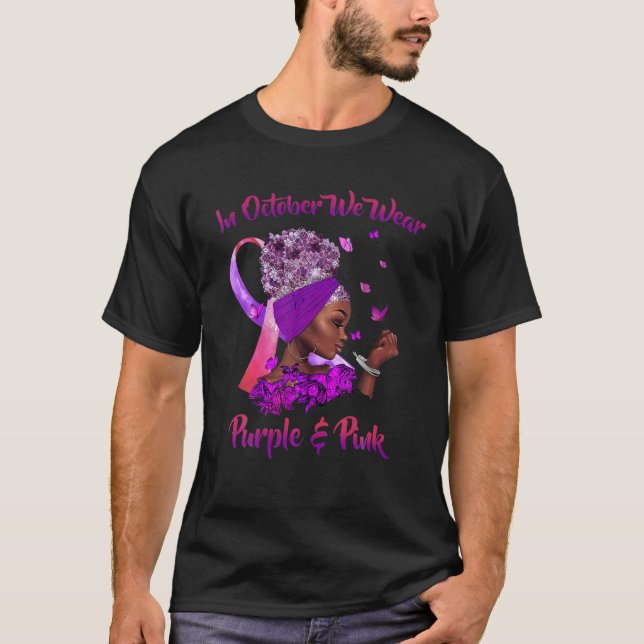 Camiseta Mulheres Negras Amam Cancer E Violência Doméstica  (Frente)