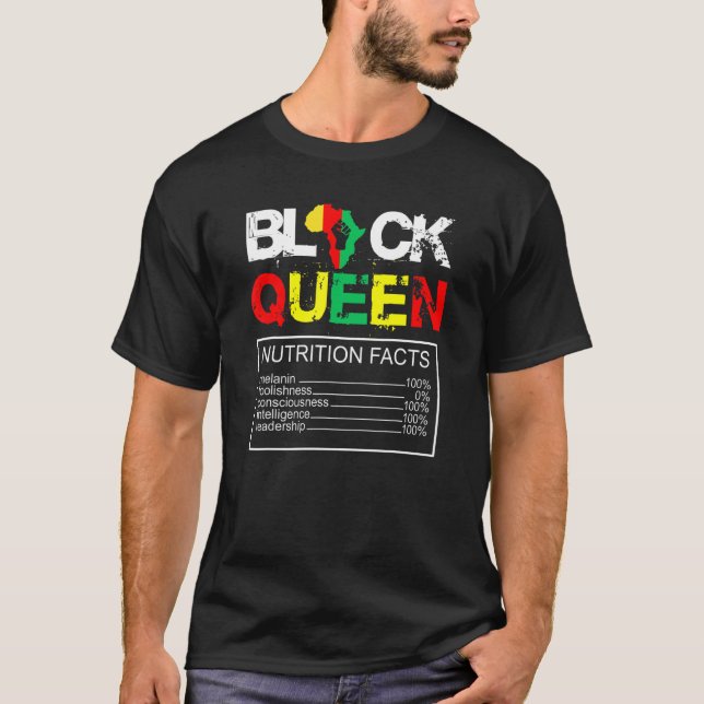 Camiseta Mulheres Negras Rainhas Nutricionais Fatos Meninas (Frente)