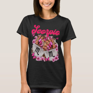 Camiseta Mulheres Negras Unhas Zodiac Birthday Scorpio Quee
