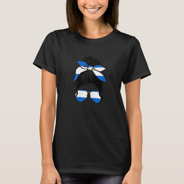 Camiseta Mulheres Nicarágua Menina de Orgulho de Bandeira N (Frente)