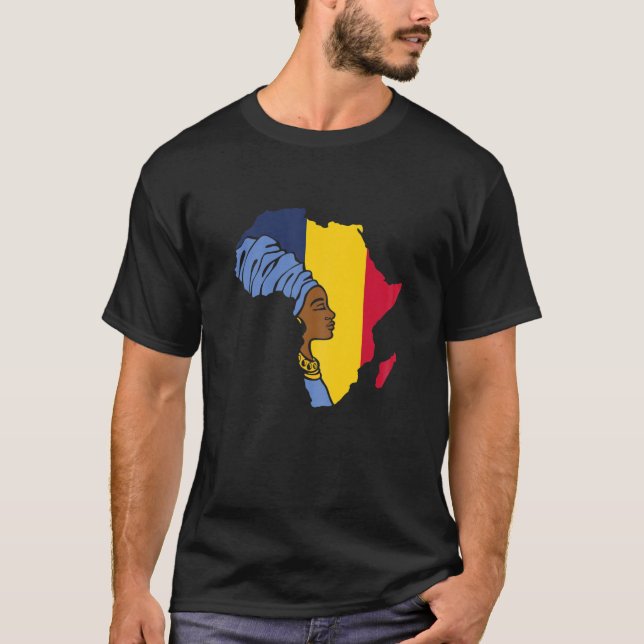 Camiseta Mulheres no Chade Bandeira do Chade África Mapa Ét (Frente)