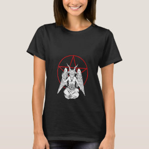 Camiseta Mulheres no segundo ano rezando Demônio Lúcifer Be