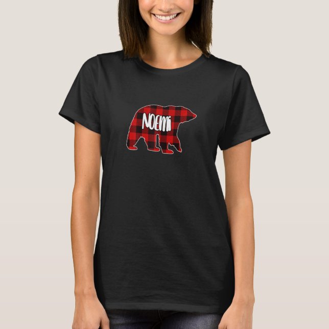 Camiseta Mulheres Noemi Bear Personalizado Christm Xadrez d (Frente)