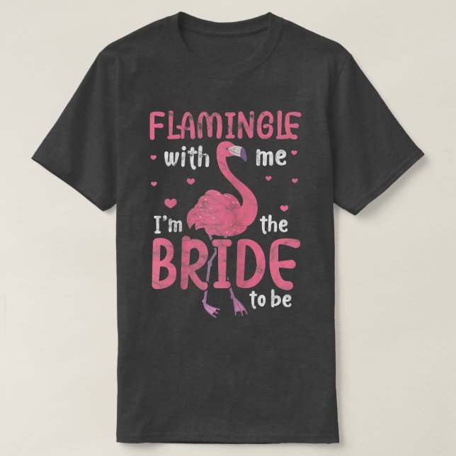 Camiseta Mulheres Noiva Flamingo Bridal Festa de solteira N (Frente do Design)