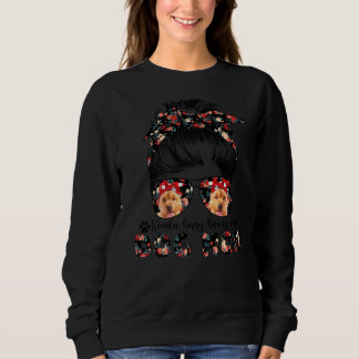 Camiseta Mulheres Norwich Terrier Cachorro Mamãe Messy Bun