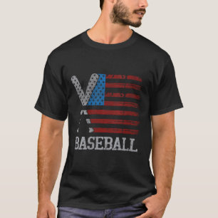 Camiseta Mulheres Nos Eua Bandeira Baseball Bats Cruzados B