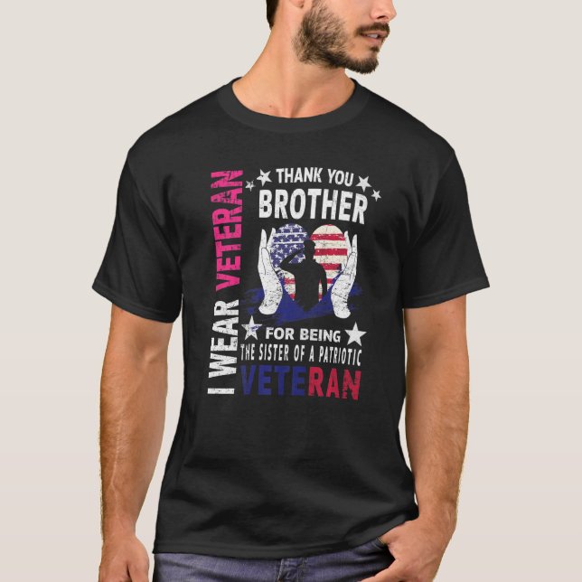 Camiseta Mulheres Obrigado Irmão Veteranos Dia Americano Fl (Frente)