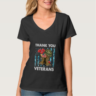 Camiseta Mulheres Obrigado Veteranos Combatem Boots Poppy F