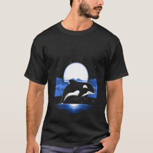 Camiseta Mulheres Oceanas Animais de Lua Cheia Matadora de