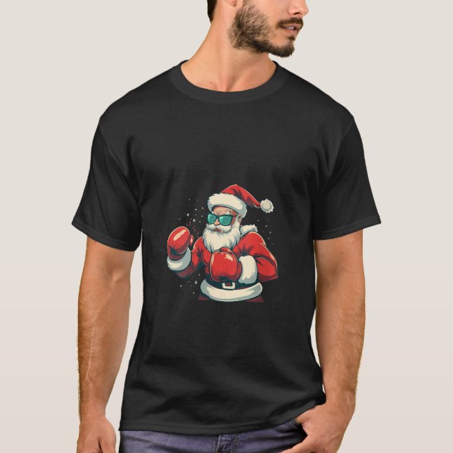 Camiseta Mulheres Óculos de sol Boxer Santa Claus Costume p (Frente)