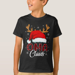 Camiseta Mulheres Oma Claus Santa Hat Reindeer Red Xadrez M