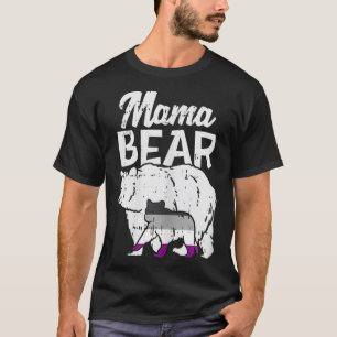 Camiseta Mulheres Orgulho Asexual Mamãe Ursa Bandeira LGBTQ