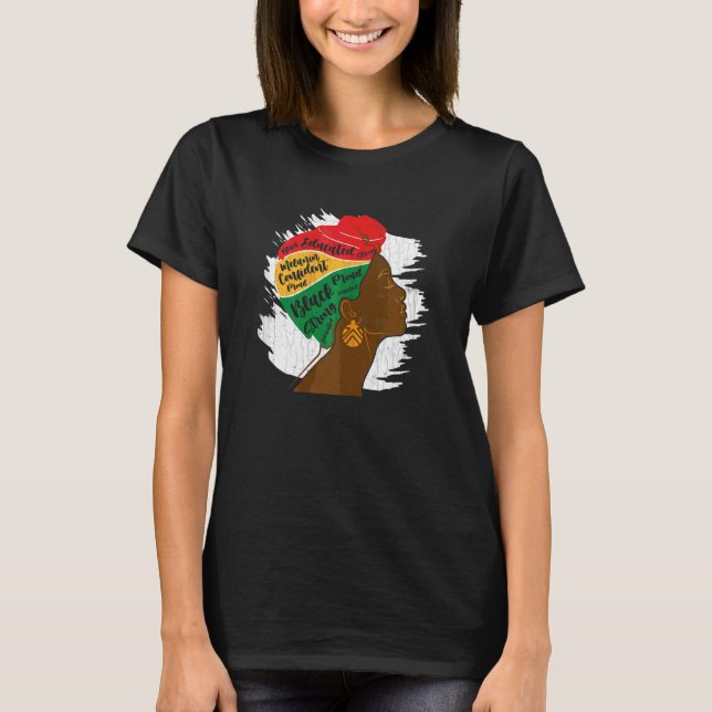 Camiseta Mulheres Orgulhosas Fortes Mulheres Negras Junta N (Frente)