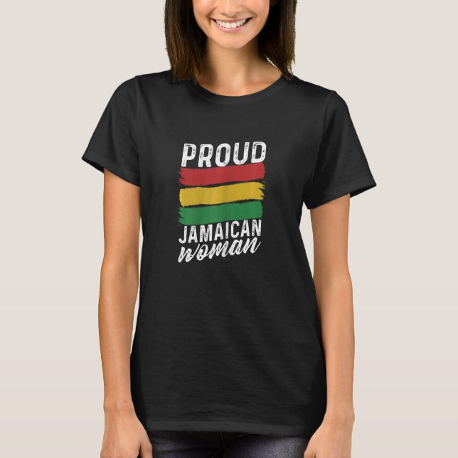 Camiseta Mulheres Orgulhosas Mulher jamaicana Bandeira Regg (Frente)