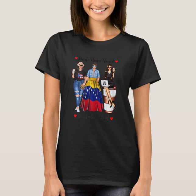 Camiseta Mulheres Orgulhosas Porto-Riquenho Venezuela Roots (Frente)