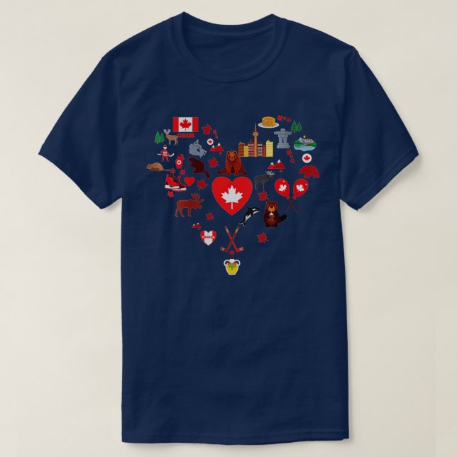Camiseta Mulheres Orgulhosas Símbolos Canadianos Feitos No  (Frente do Design)