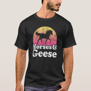 Camiseta Mulheres Ou Meninas De Cavalo E Ganso Cavalos Gans