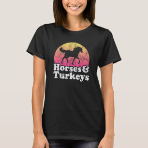 Camiseta Mulheres Ou Meninas De Cavalo E Peru Cavalos Perus