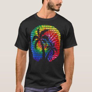 Camiseta Mulheres Palmeiras Tie Dye Sunset Tropical Beach V