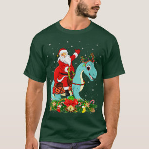 Camiseta Mulheres Papais noeis Engraçados Andando Brontosau