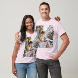 Camiseta Mulheres Parisiense Elegância: Vibrações de Rua de