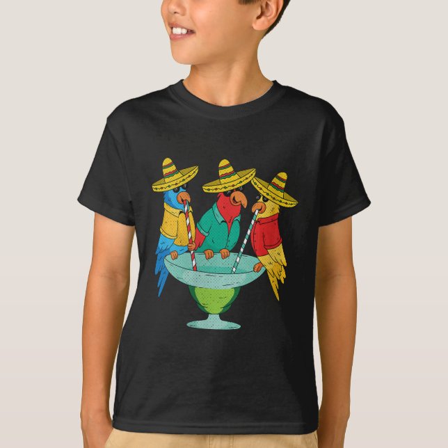 Camiseta Mulheres Parrot Cinco De Mayo Funny Bebendo Tequil (Frente)