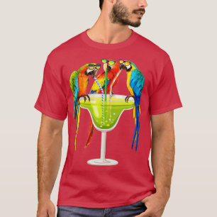 Camiseta Mulheres Parrots Bebendo Margarita Nas Férias De V