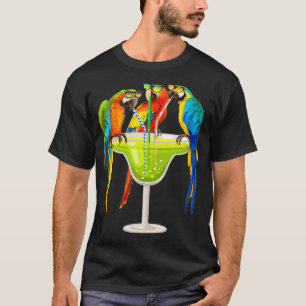 Camiseta Mulheres Parrots Bebendo Margarita Nas Férias De V