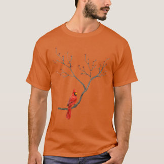 Camiseta Mulheres Pássaro Cardinal Vermelho Amantes de Páss