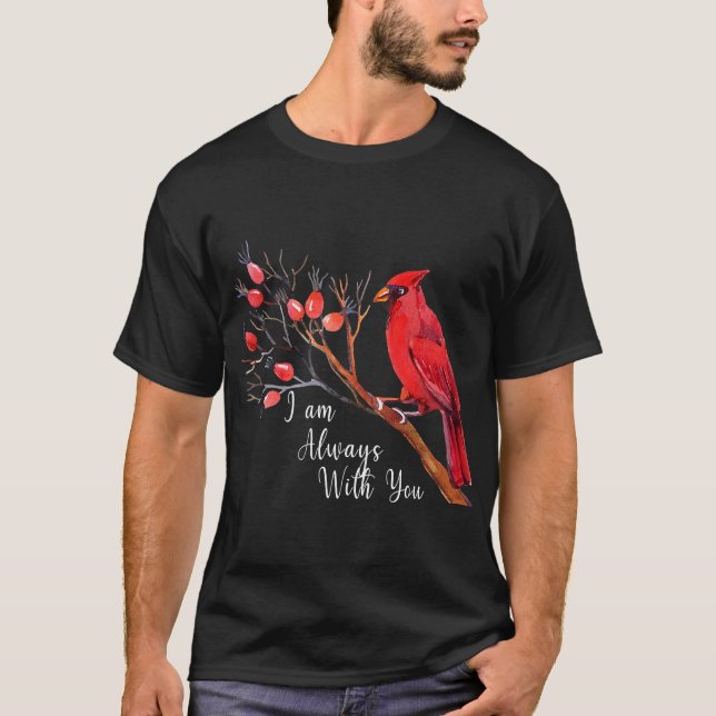Camiseta Mulheres Pássaros Cardinais Estou Sempre Com Você, (Frente)