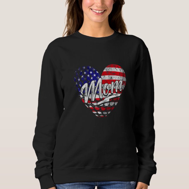 Camiseta Mulheres Patriótica Bandeira Americana Golf Mãe Ma (Frente)