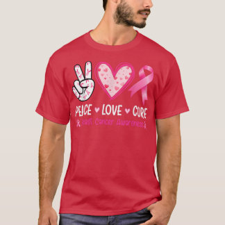 Camiseta Mulheres Paz Amor Curto Cancer Sensibilização Fig