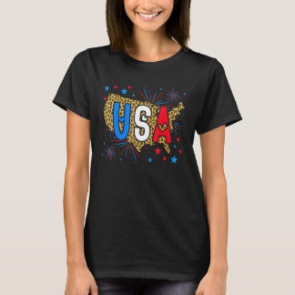 Camiseta Mulheres Perfeitas no Mapa Leopardo Dos Eua